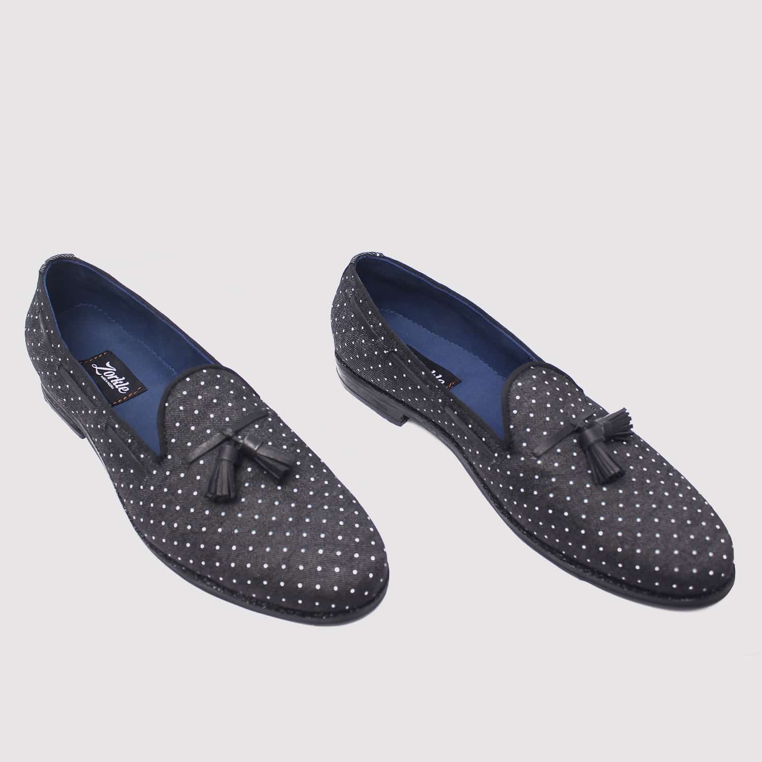 black fabric loafers