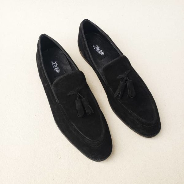 tassel loafers black suede